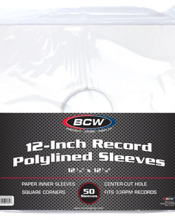 Vinyl Accessories / 12 Inch Paper Record Sleeves - Polylined With Hole - Square Corners-White (50Ct) - New LP