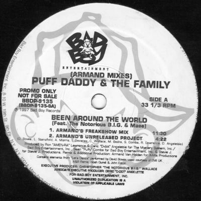 Puff Daddy & The Family – Been Around The World (Armand Mixes) – Used LP