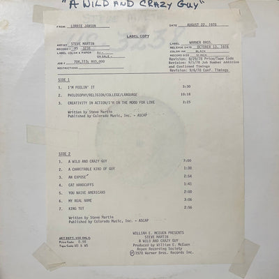 Steve Martin – A Wild And Crazy Guy – Used LP